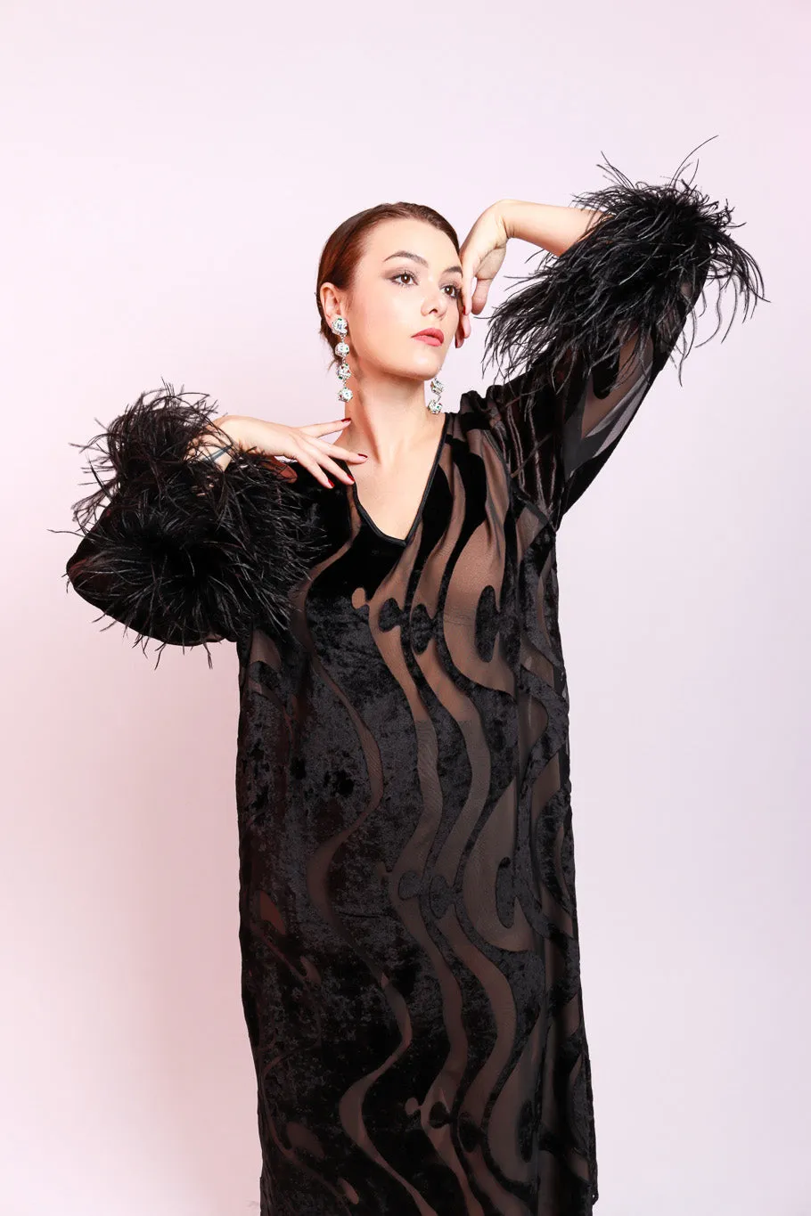 Feather Burnout Caftan