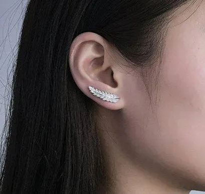 Feather Earrings | Leaf Earrings | Womens Earrings | Diamond Earrings | Pretty Earrings | Ladies Earrings | Cute Earrings | Cuff Earrings