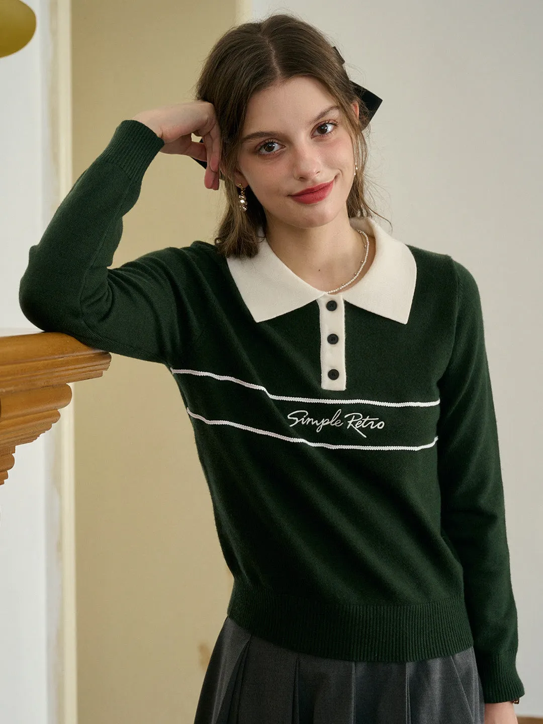 【Final Sale】Lara Versatile Polo Collar SR Logo Top