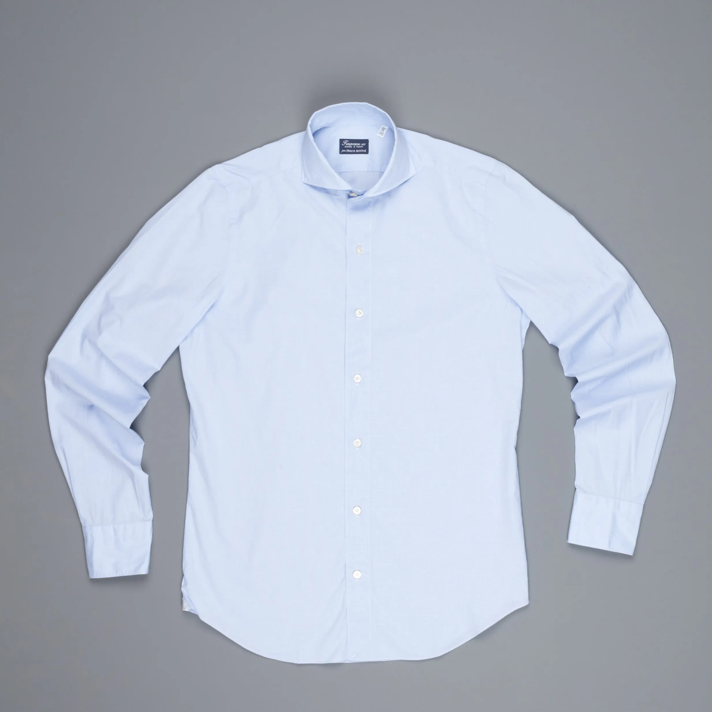 Finamore Tokyo Shirt Sergio Collar Fine Light Blue Puppytooth