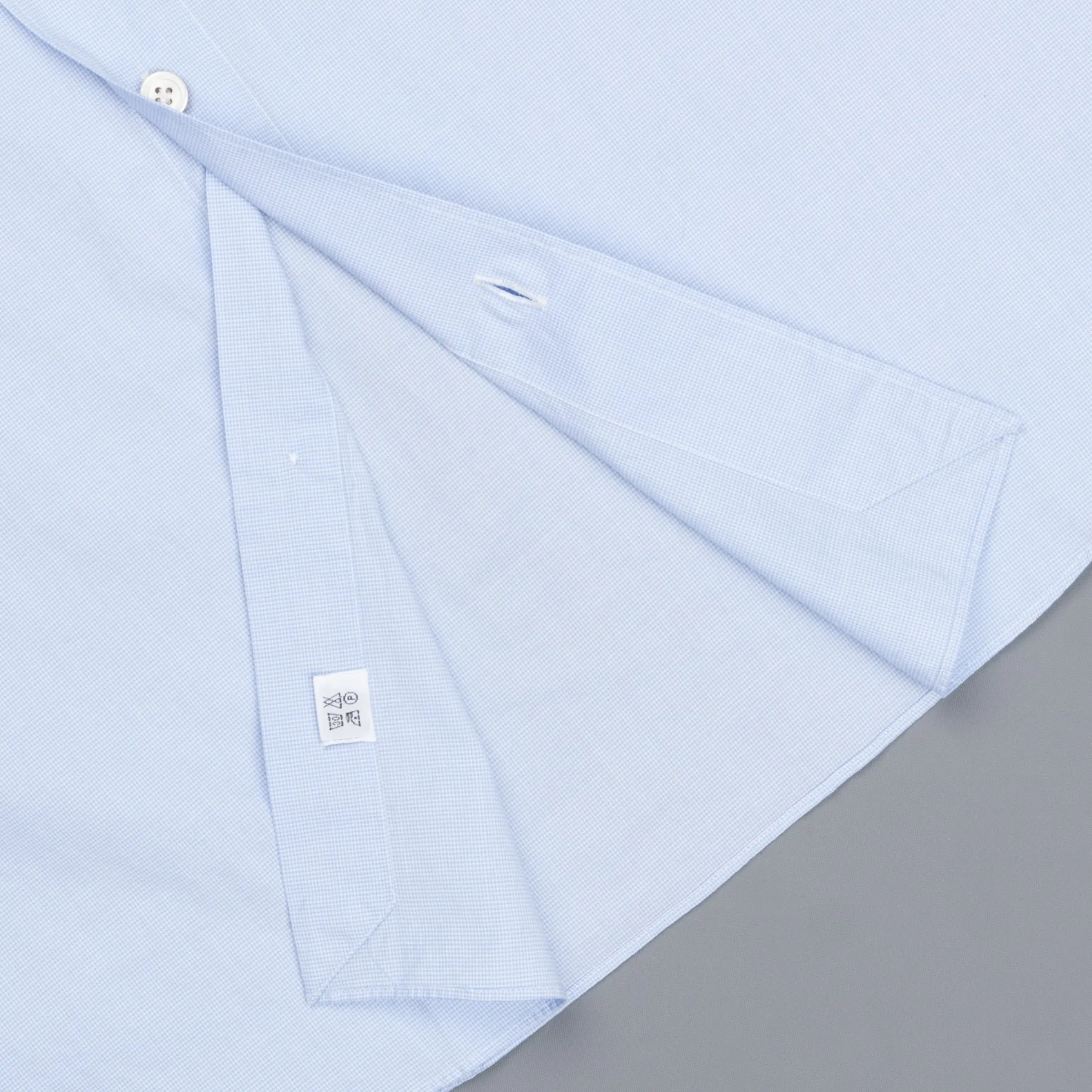 Finamore Tokyo Shirt Sergio Collar Fine Light Blue Puppytooth