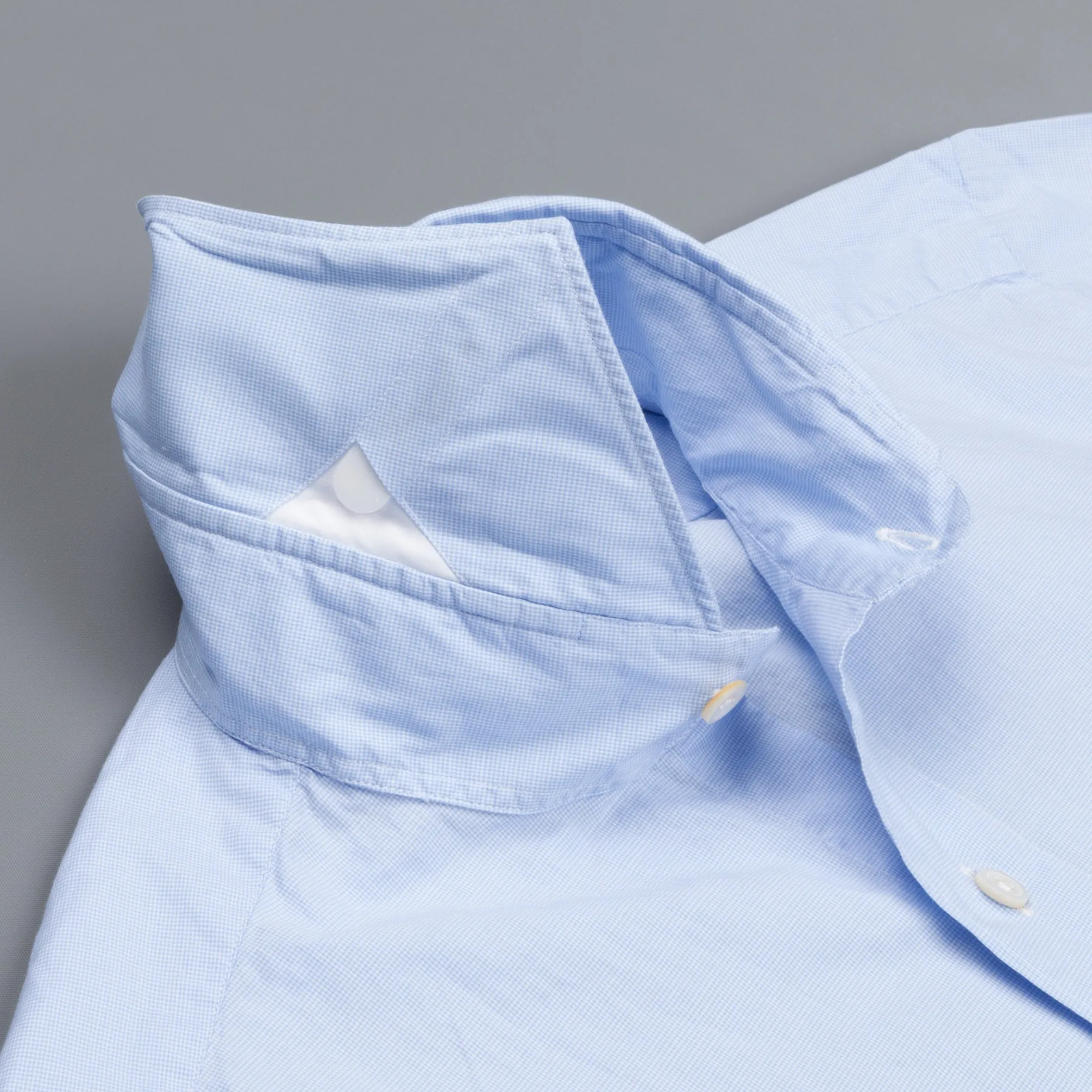 Finamore Tokyo Shirt Sergio Collar Fine Light Blue Puppytooth