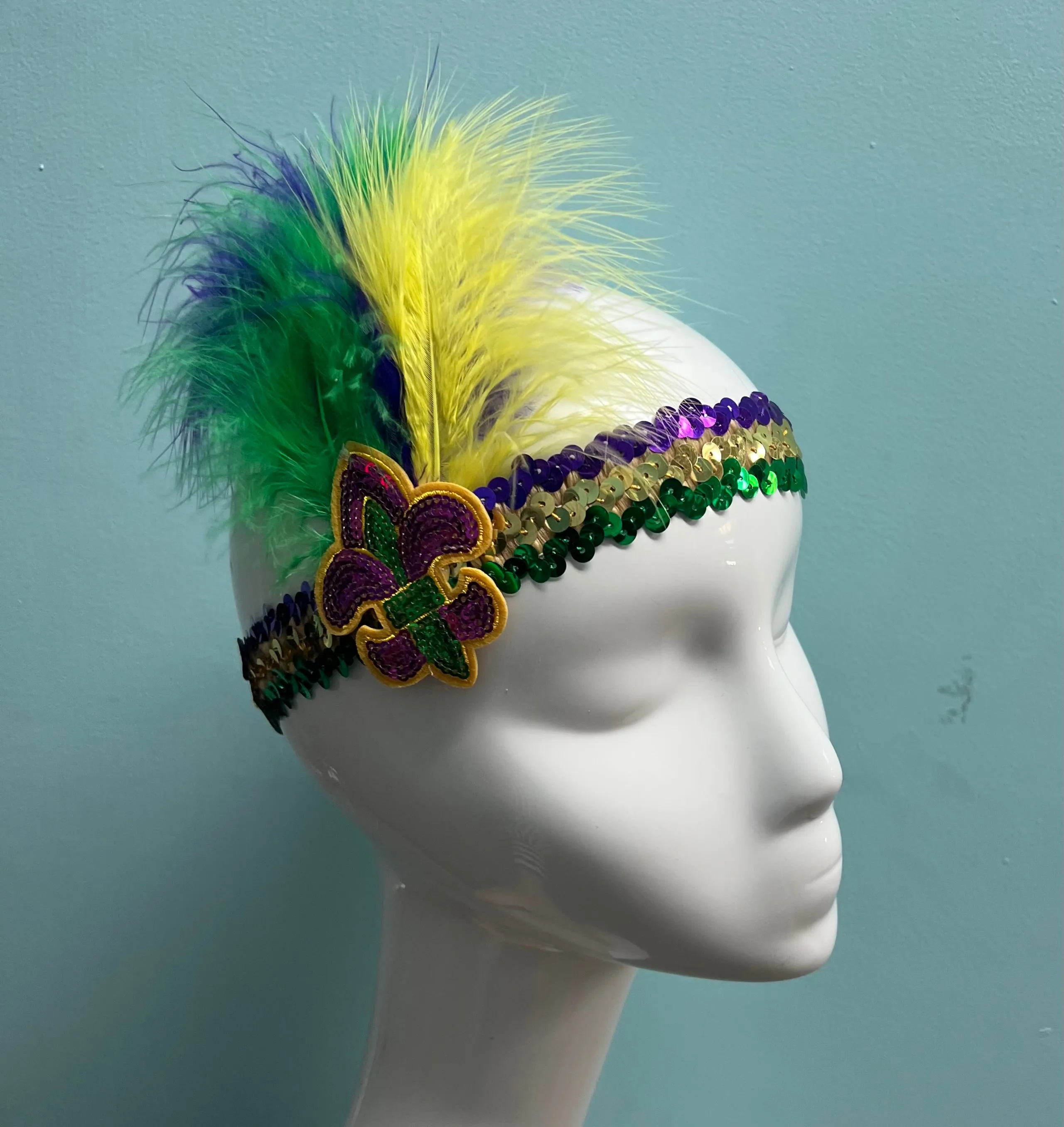 FLEUR DE LIS STRETCH SEQUIN MARDI GRAS HEADBAND/2024