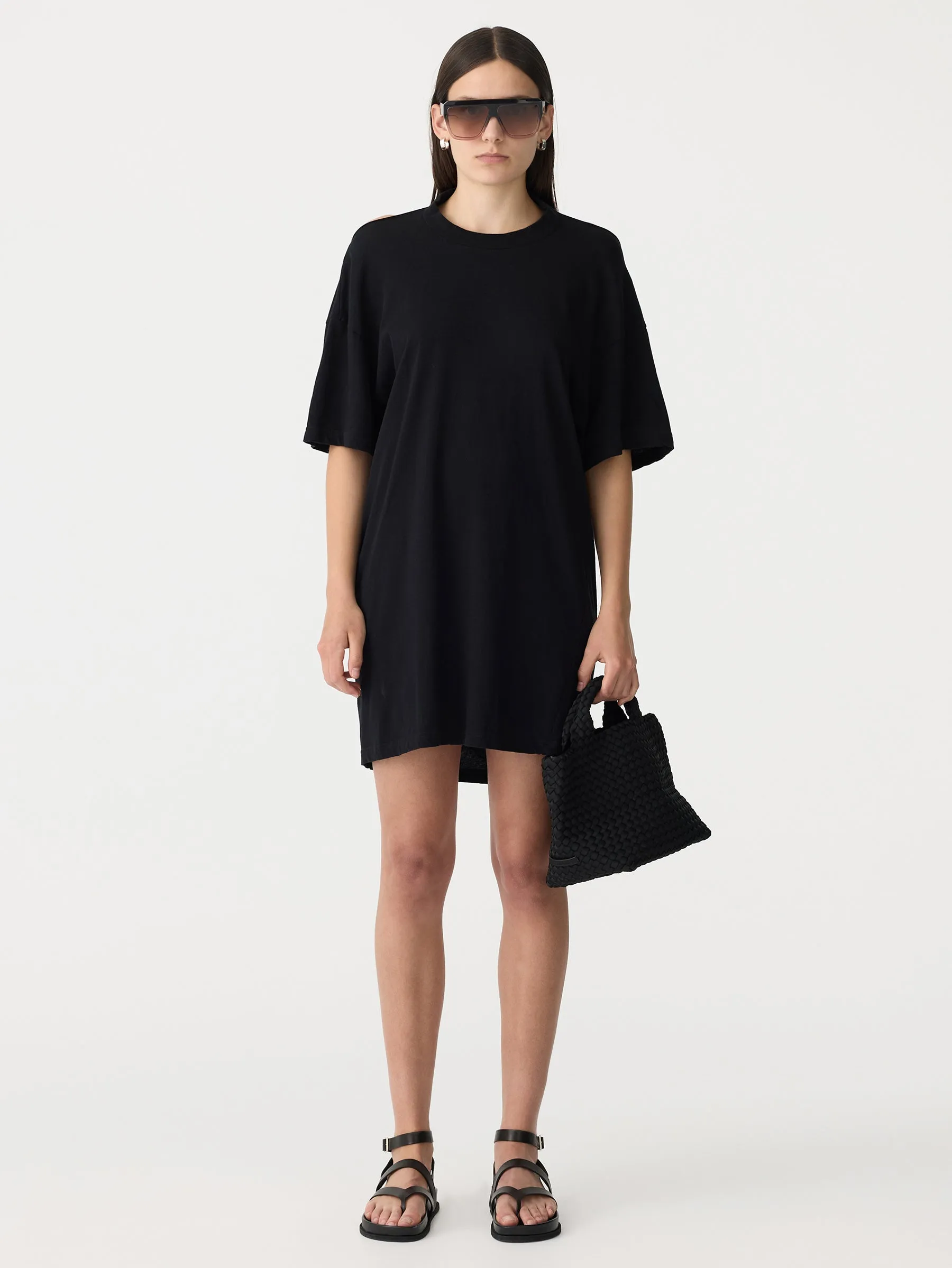 Floating Neck Boxy Short Sleeve Dress