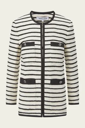 Foster Striped Dickey Jacket in Ivory Black