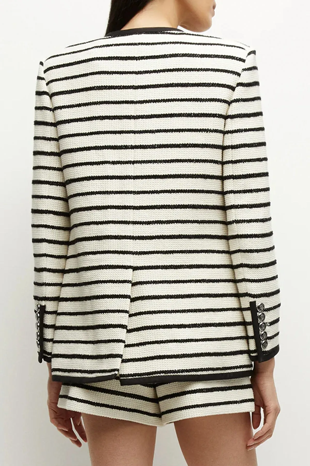 Foster Striped Dickey Jacket in Ivory Black