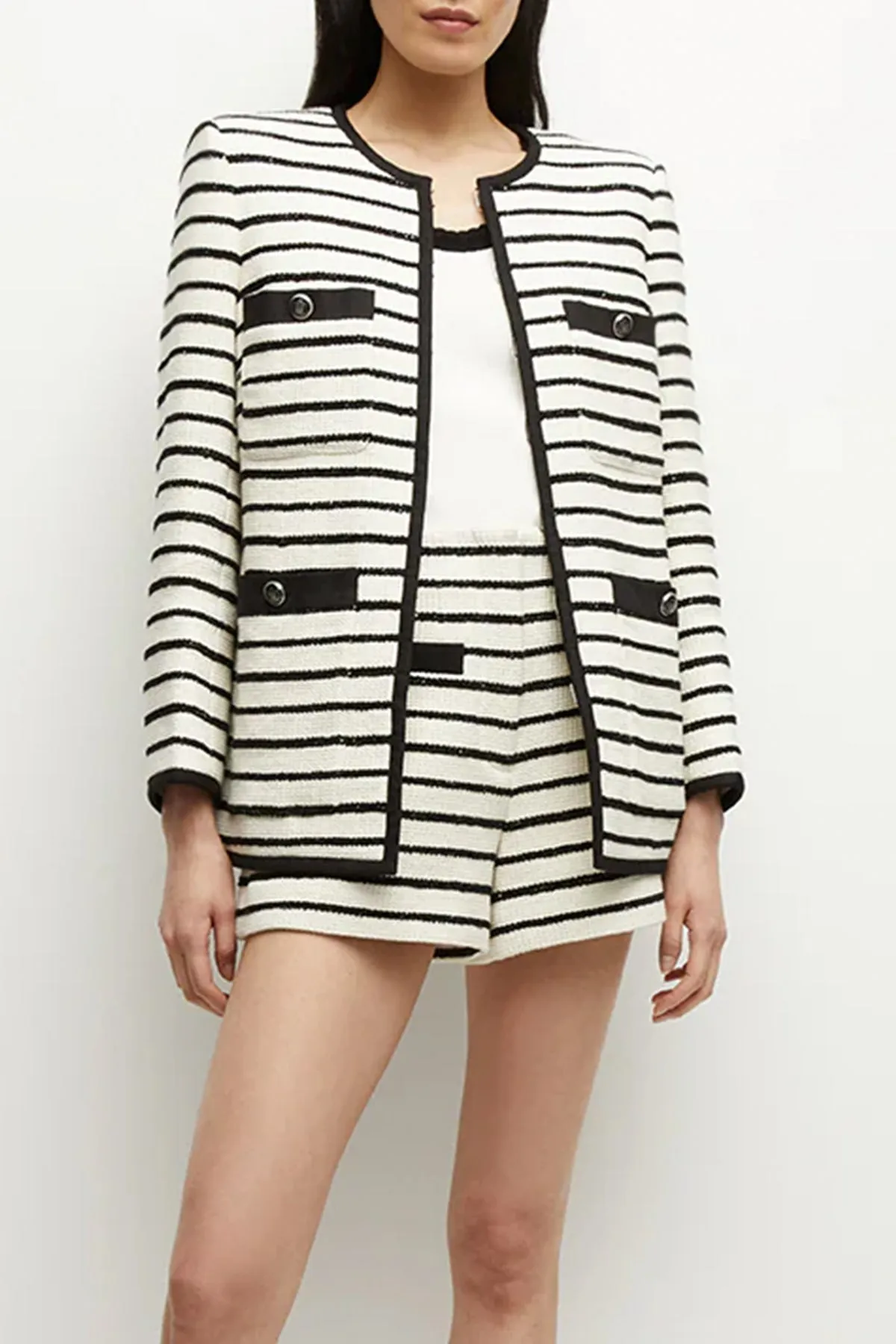 Foster Striped Dickey Jacket in Ivory Black