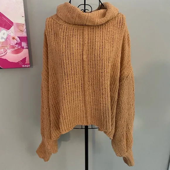 Free People Be Yours Pullover Cowl Turtleneck Sweater Size Medium