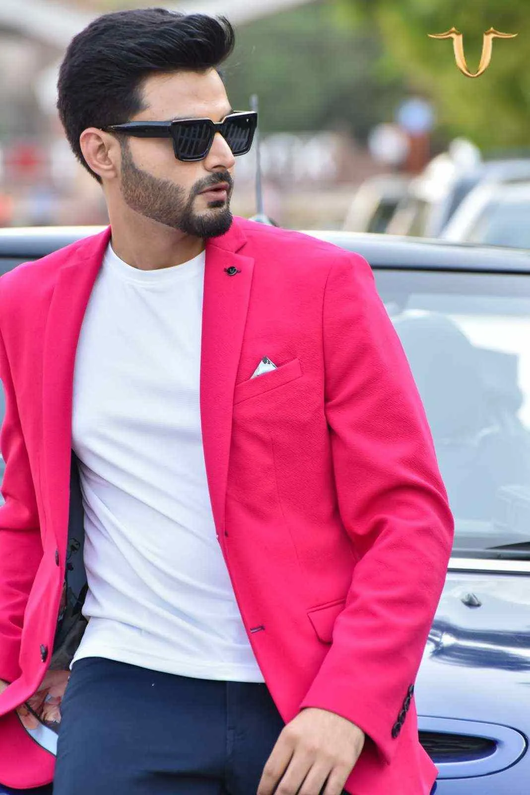 Fuchsia Stretch Knitted Blazer