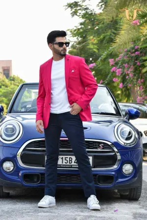 Fuchsia Stretch Knitted Blazer