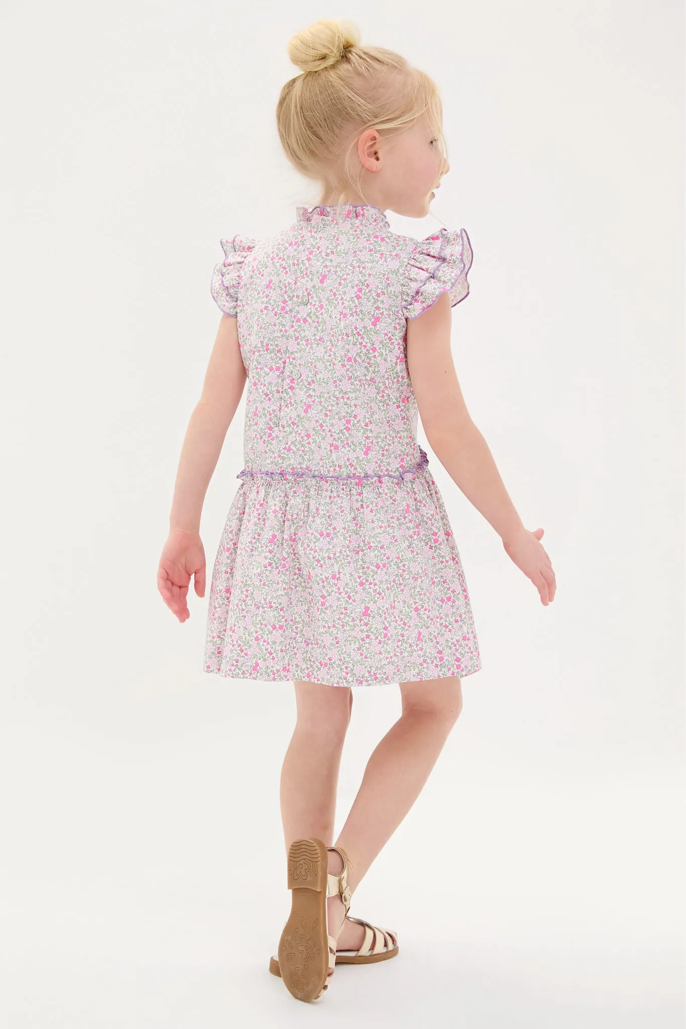 Fuschia Floral Filomena Drop Waist Dress