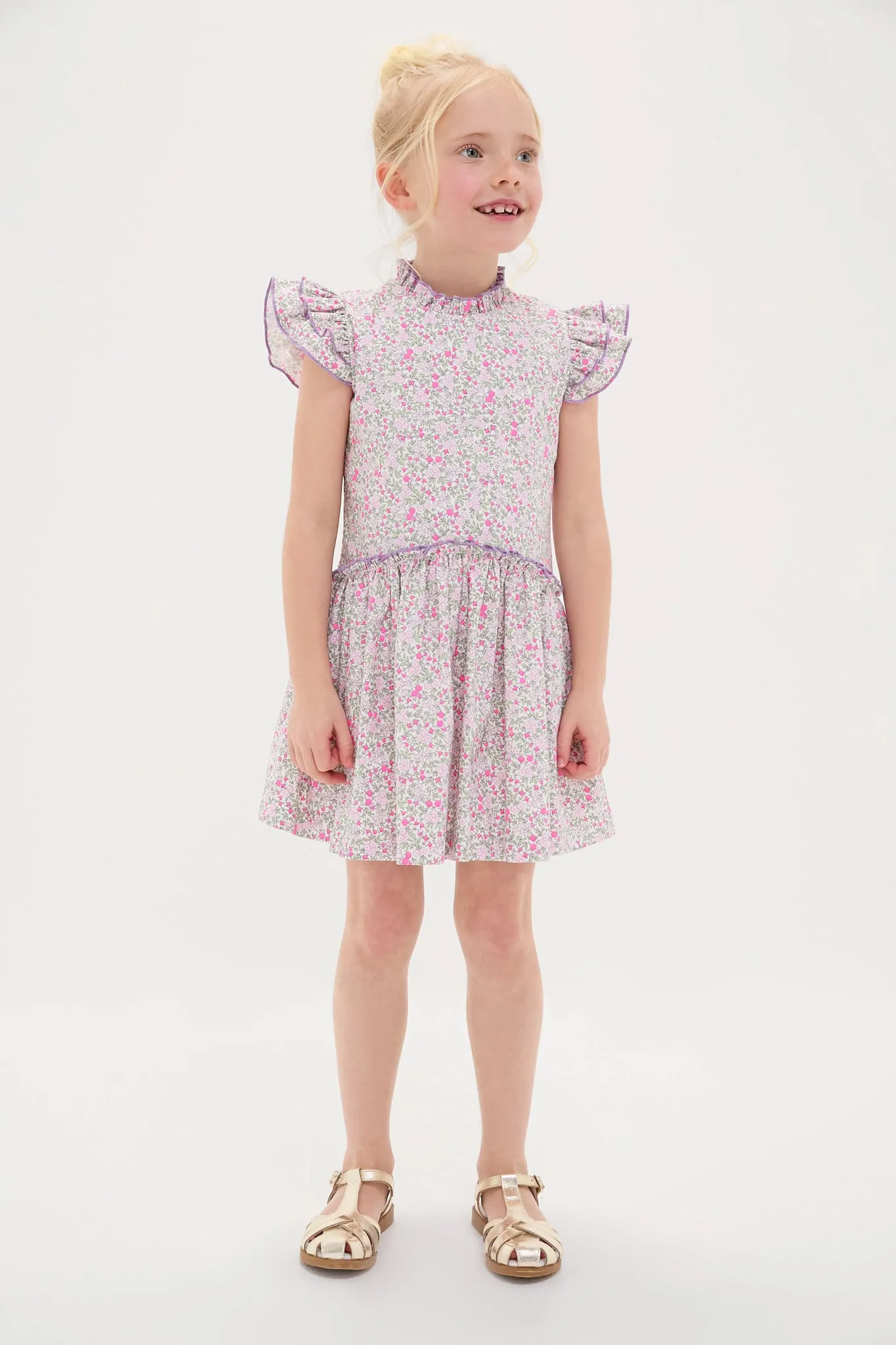 Fuschia Floral Filomena Drop Waist Dress