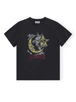 Ganni Basic Jersey Moonlight Relaxed T-Shirt in Phantom