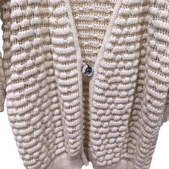 Gat Rimon Kelii Cream Open Knit Long Single Button Cardigan (Size 1 / US Med)