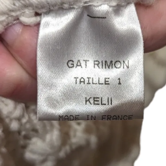 Gat Rimon Kelii Cream Open Knit Long Single Button Cardigan (Size 1 / US Med)
