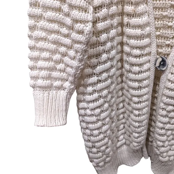 Gat Rimon Kelii Cream Open Knit Long Single Button Cardigan (Size 1 / US Med)