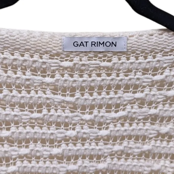 Gat Rimon Kelii Cream Open Knit Long Single Button Cardigan (Size 1 / US Med)