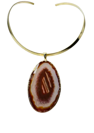 Ágata Orgânica (Organic Agate) Choker Necklace - Gold Plated