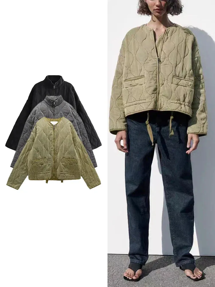 Ginger™ | Padded Solid Color Zipper Jacket