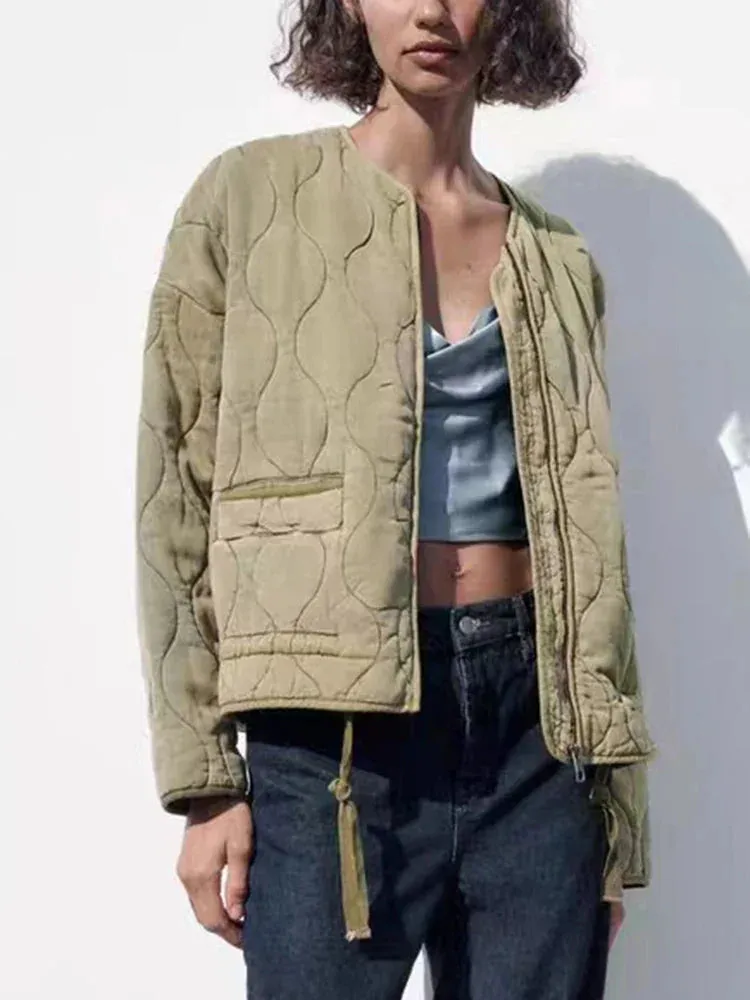 Ginger™ | Padded Solid Color Zipper Jacket
