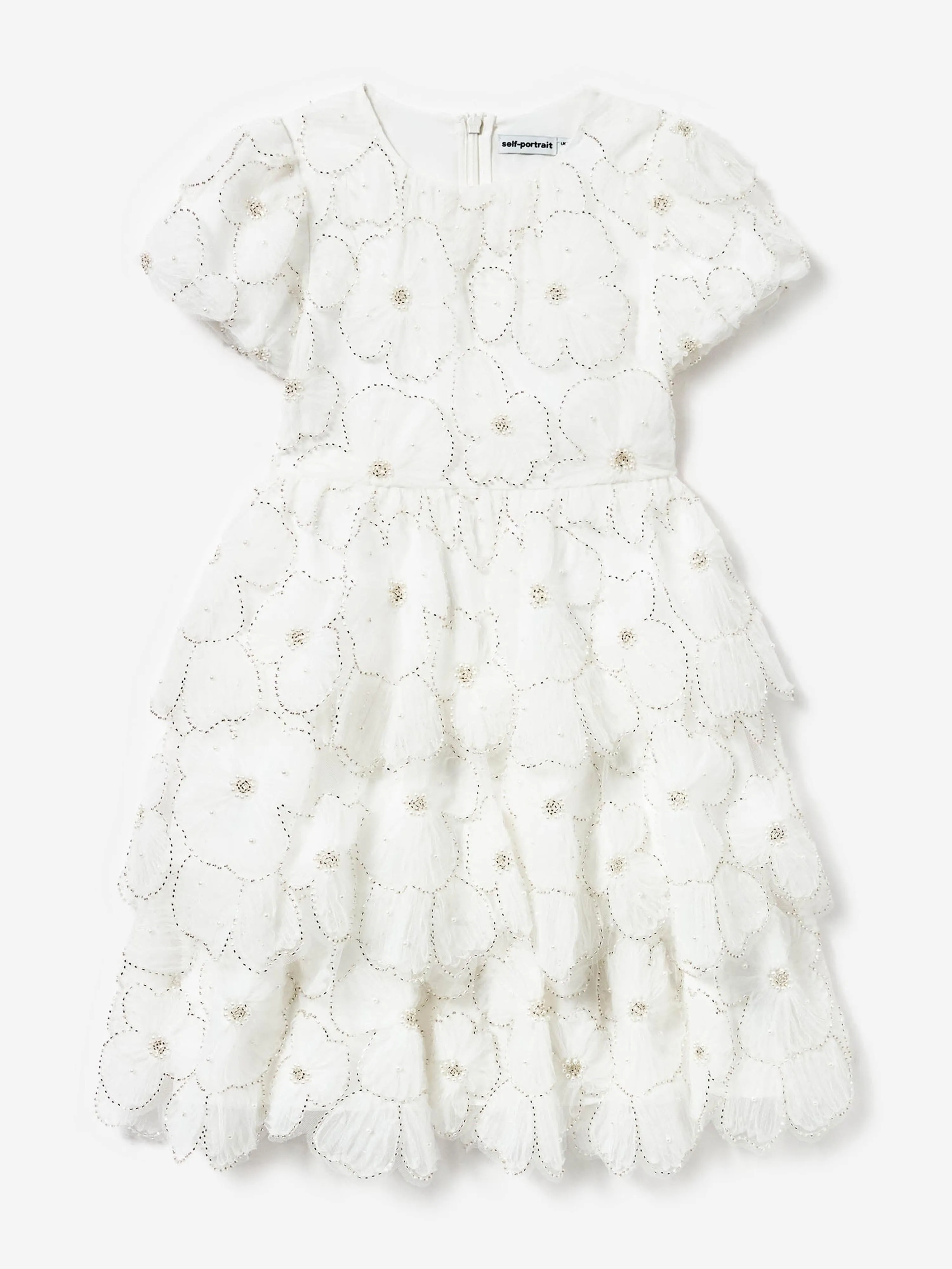 Girls Embellished Tulle Dress in White
