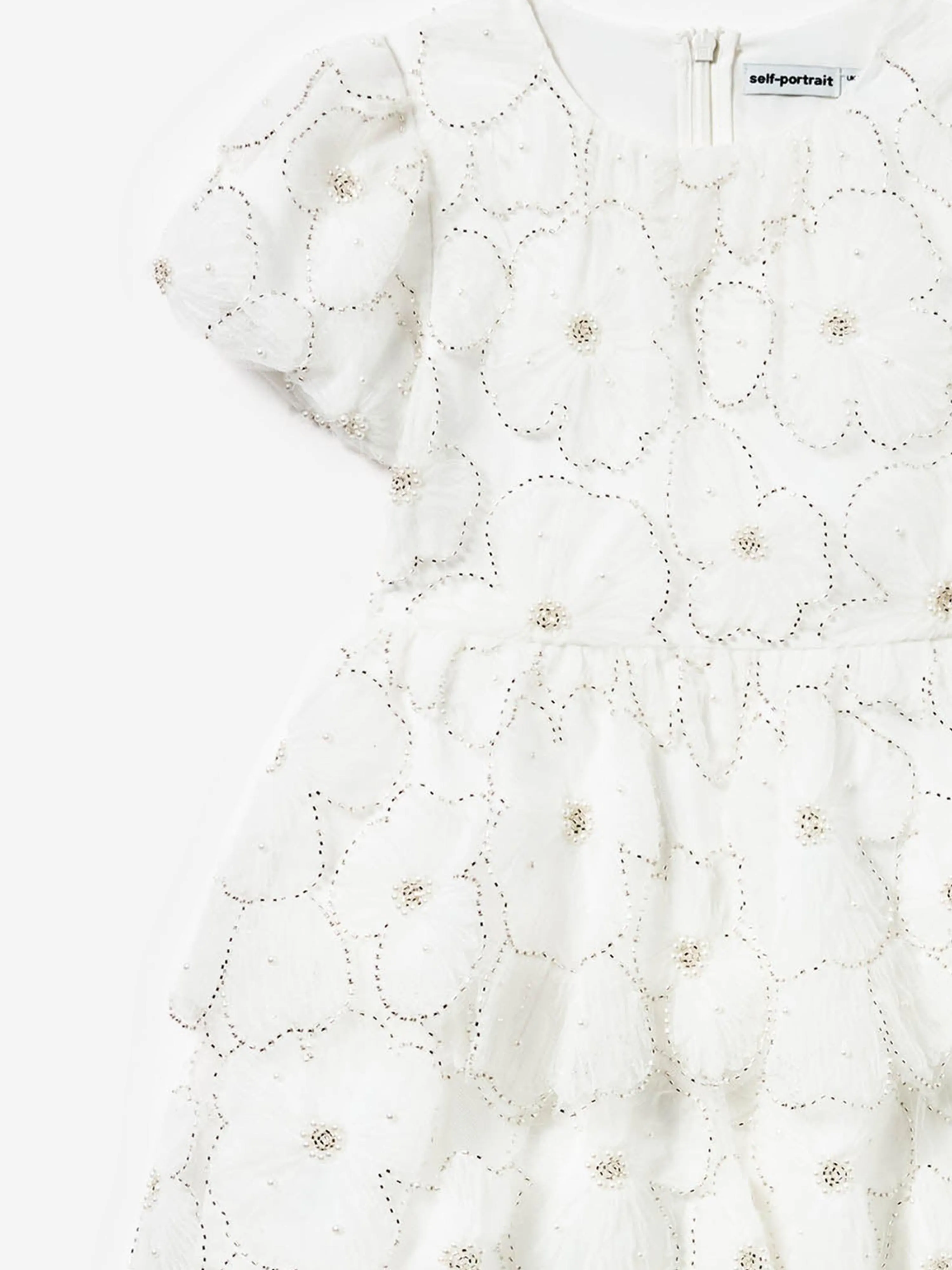 Girls Embellished Tulle Dress in White
