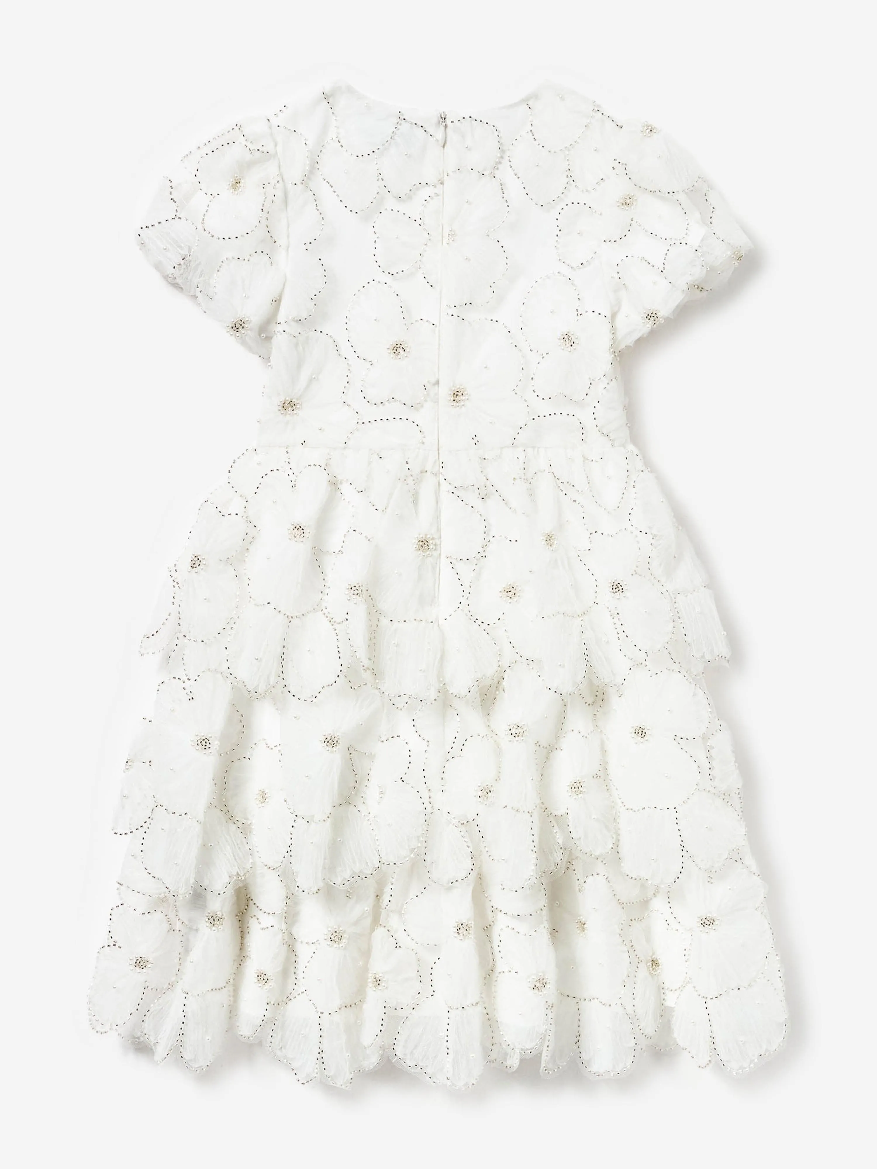 Girls Embellished Tulle Dress in White