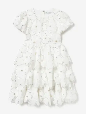 Girls Embellished Tulle Dress in White