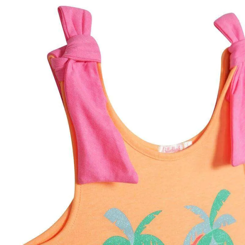 Girls Pink & Orange Palm Tree Tank Top