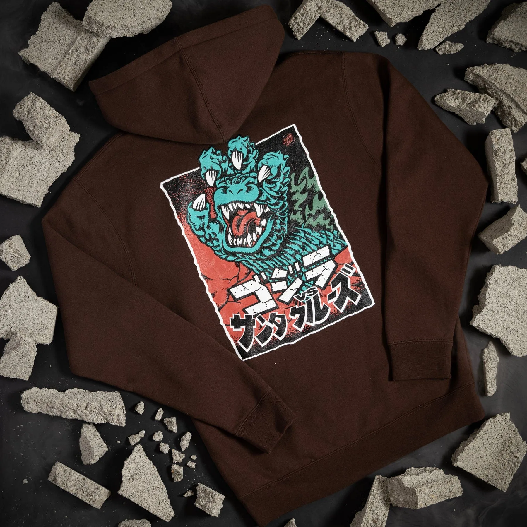 Godzilla Hand P/O Hooded Heavyweight Sweatshirt Brown
