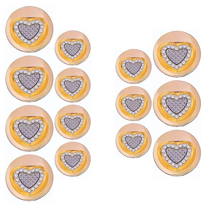 Gold Metal Buttons Heart Centers