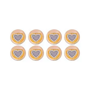 Gold Metal Buttons Heart Centers