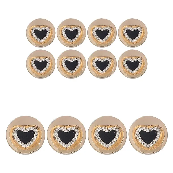 Gold Metal Buttons Heart Centers