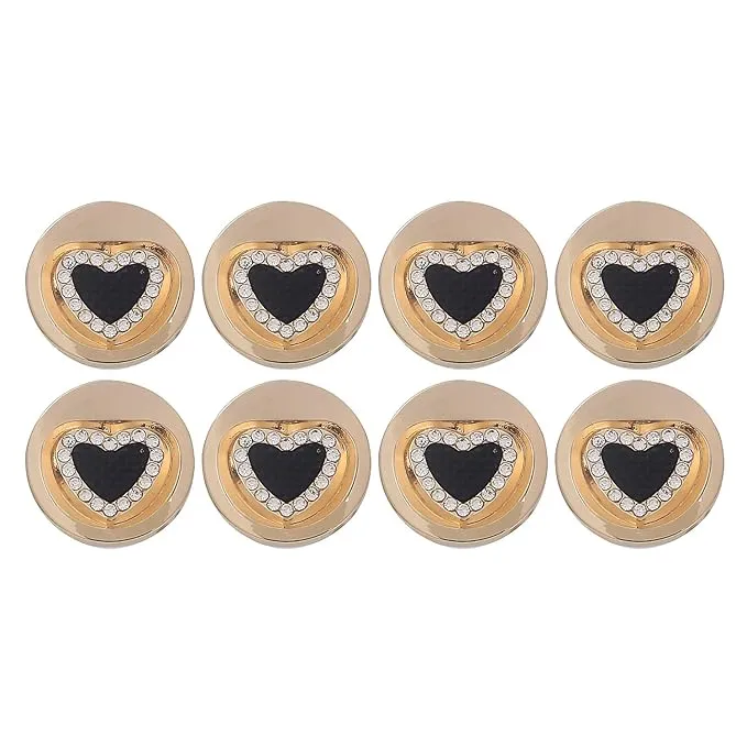 Gold Metal Buttons Heart Centers