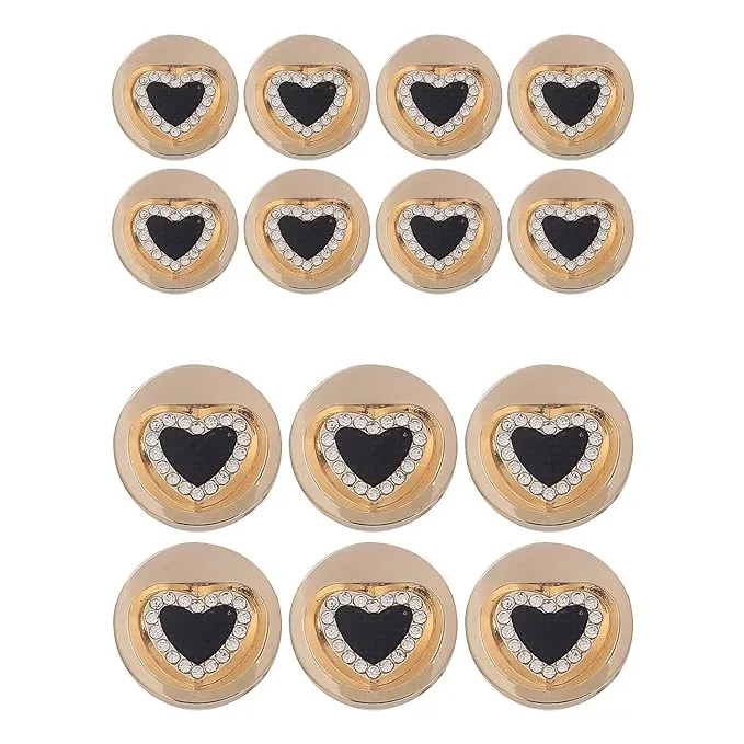Gold Metal Buttons Heart Centers