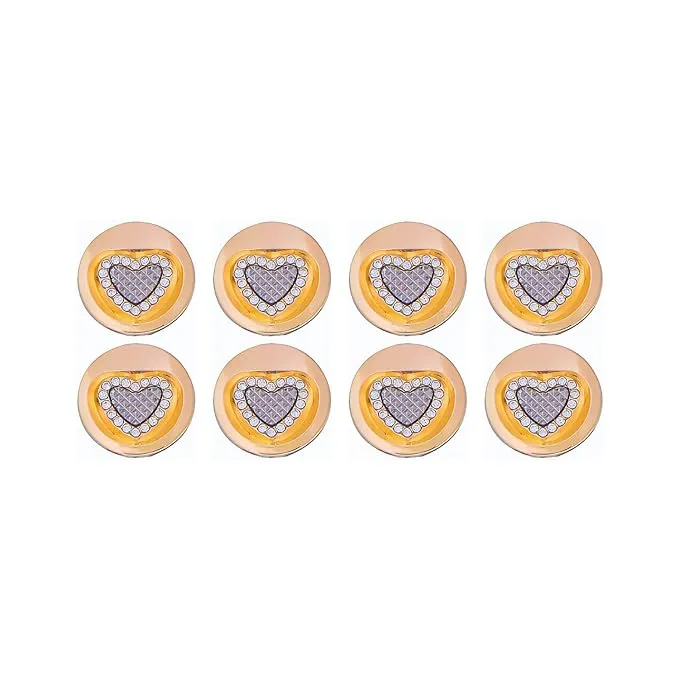 Gold Metal Buttons Heart Centers