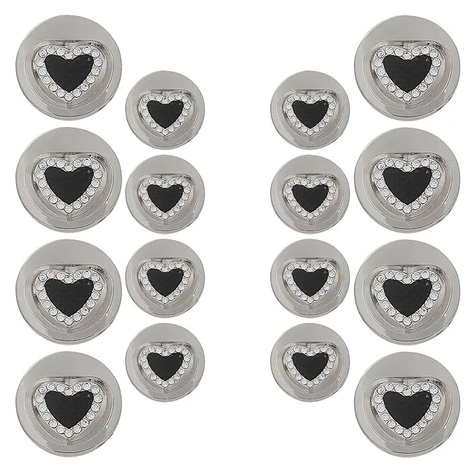 Gold Metal Buttons Heart Centers