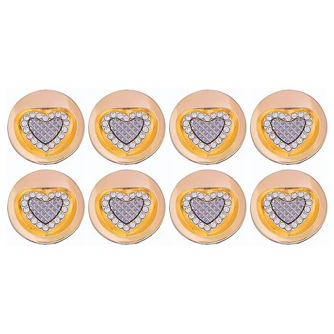 Gold Metal Buttons Heart Centers