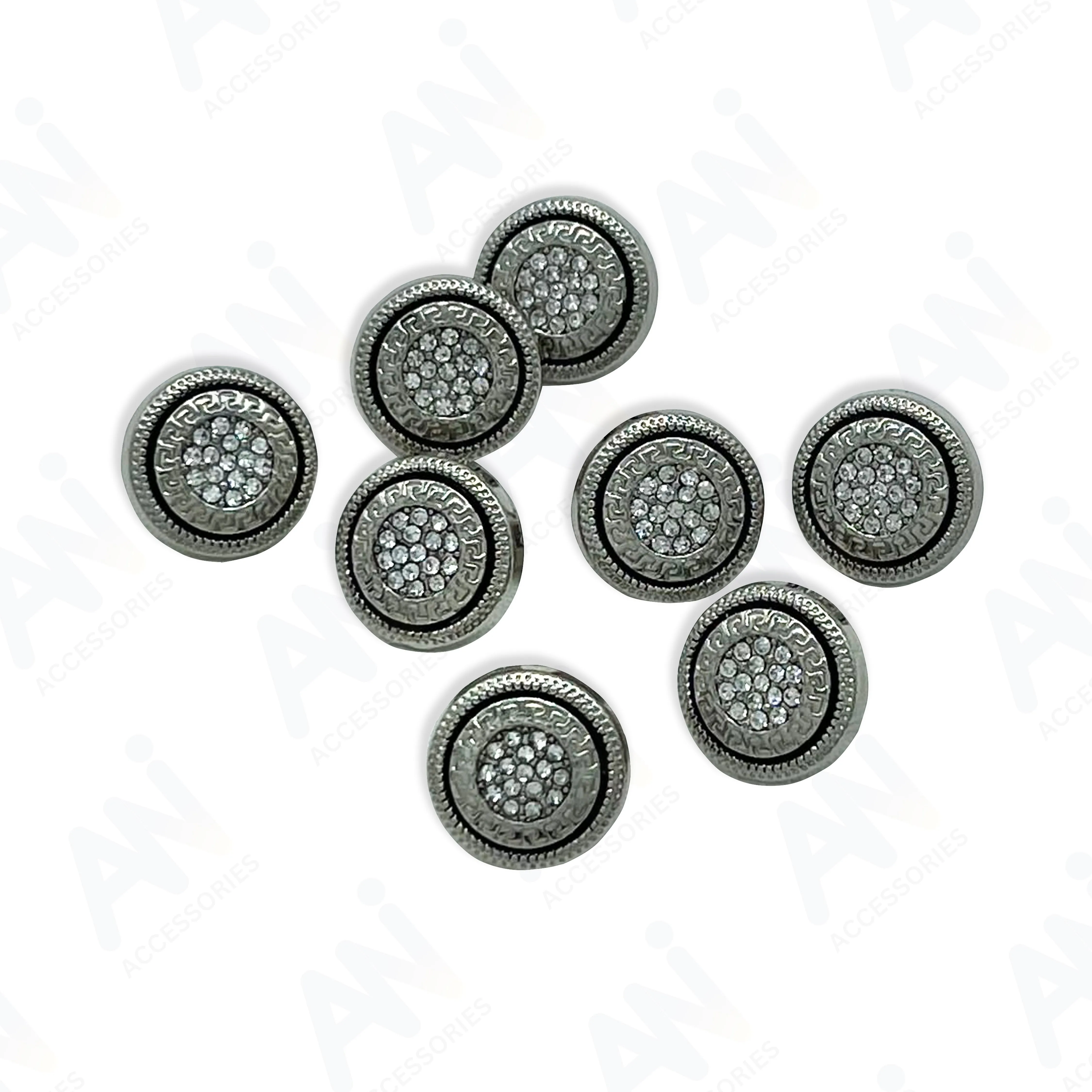 Greek Pattern Rhinestone Metal Shirt Buttons