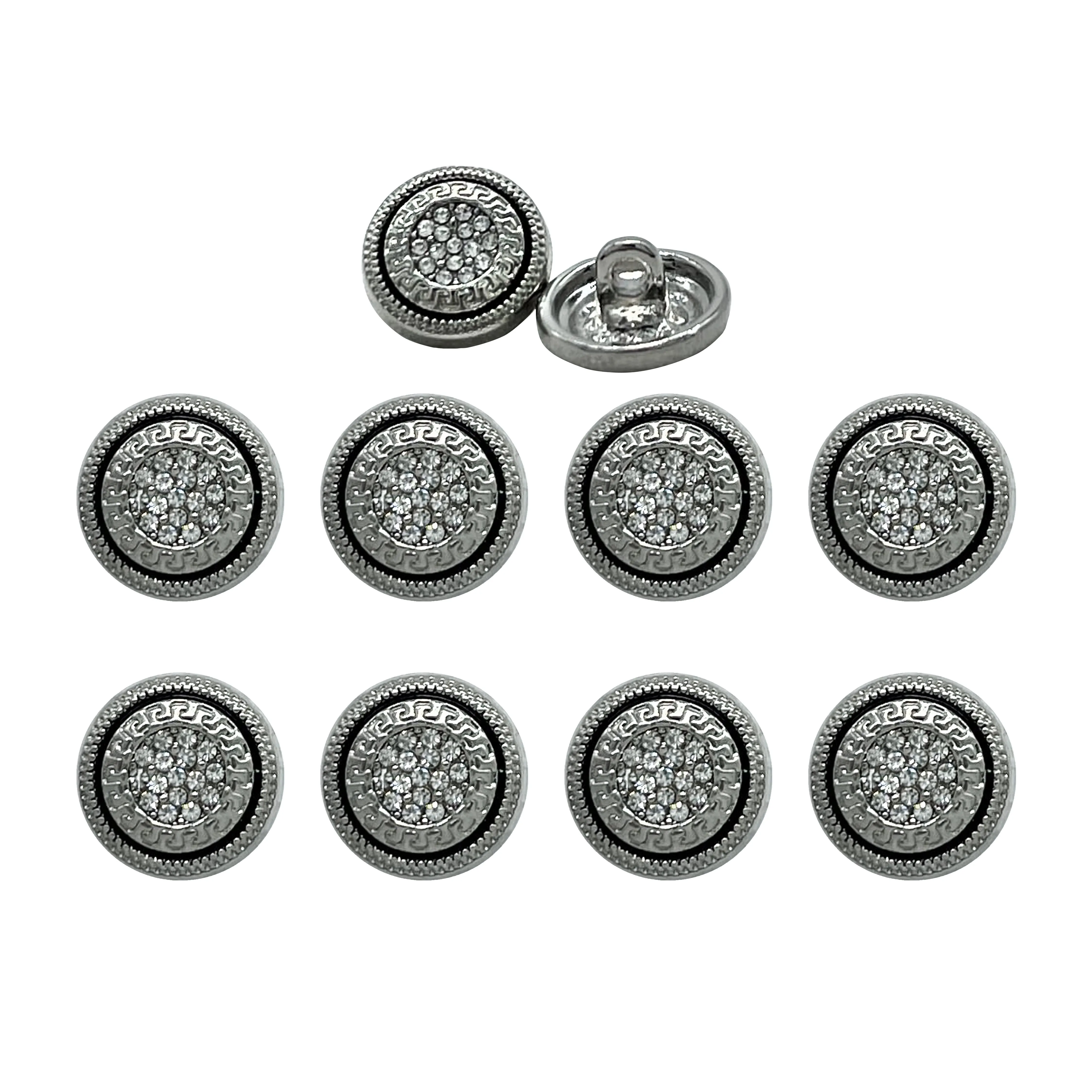 Greek Pattern Rhinestone Metal Shirt Buttons
