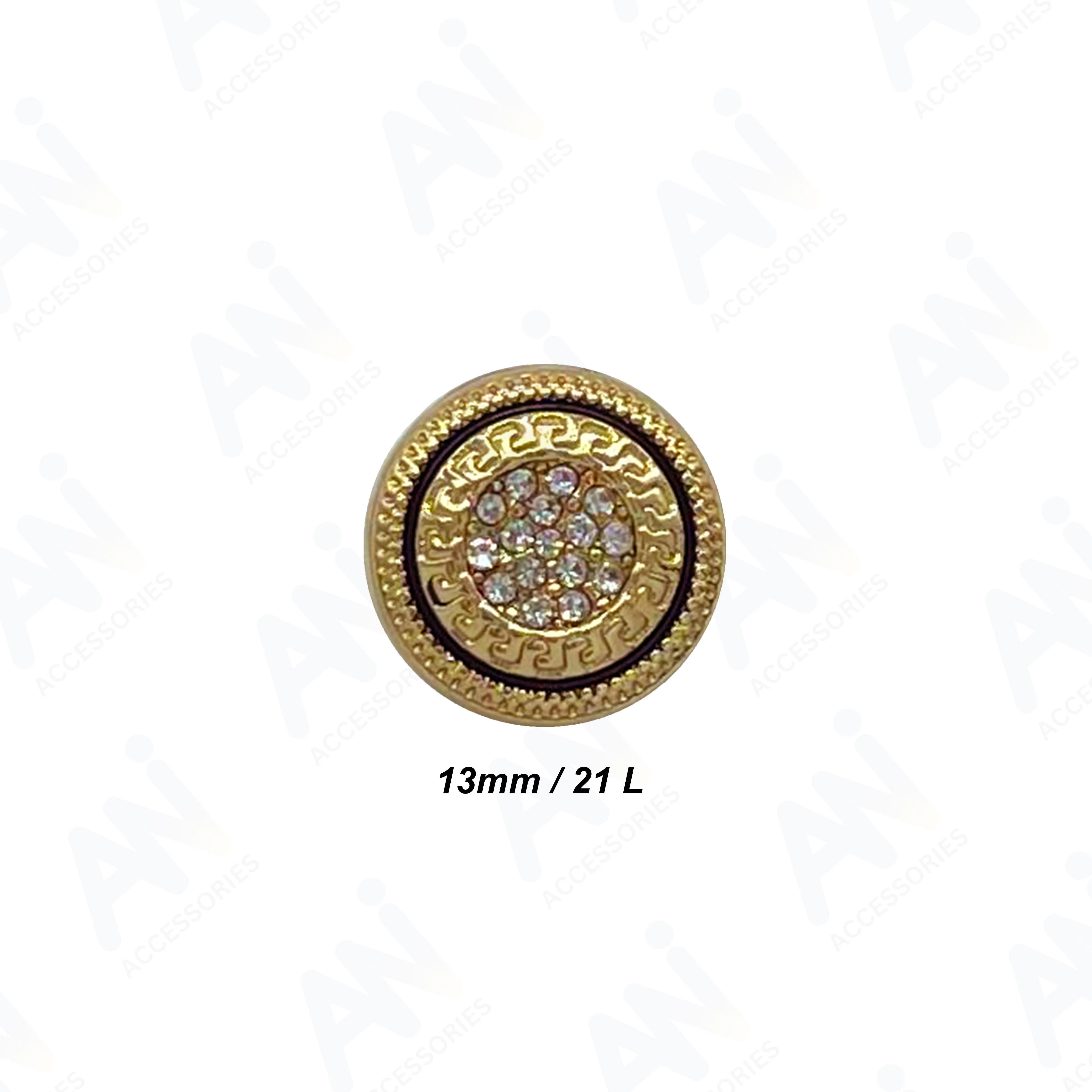 Greek Pattern Rhinestone Metal Shirt Buttons