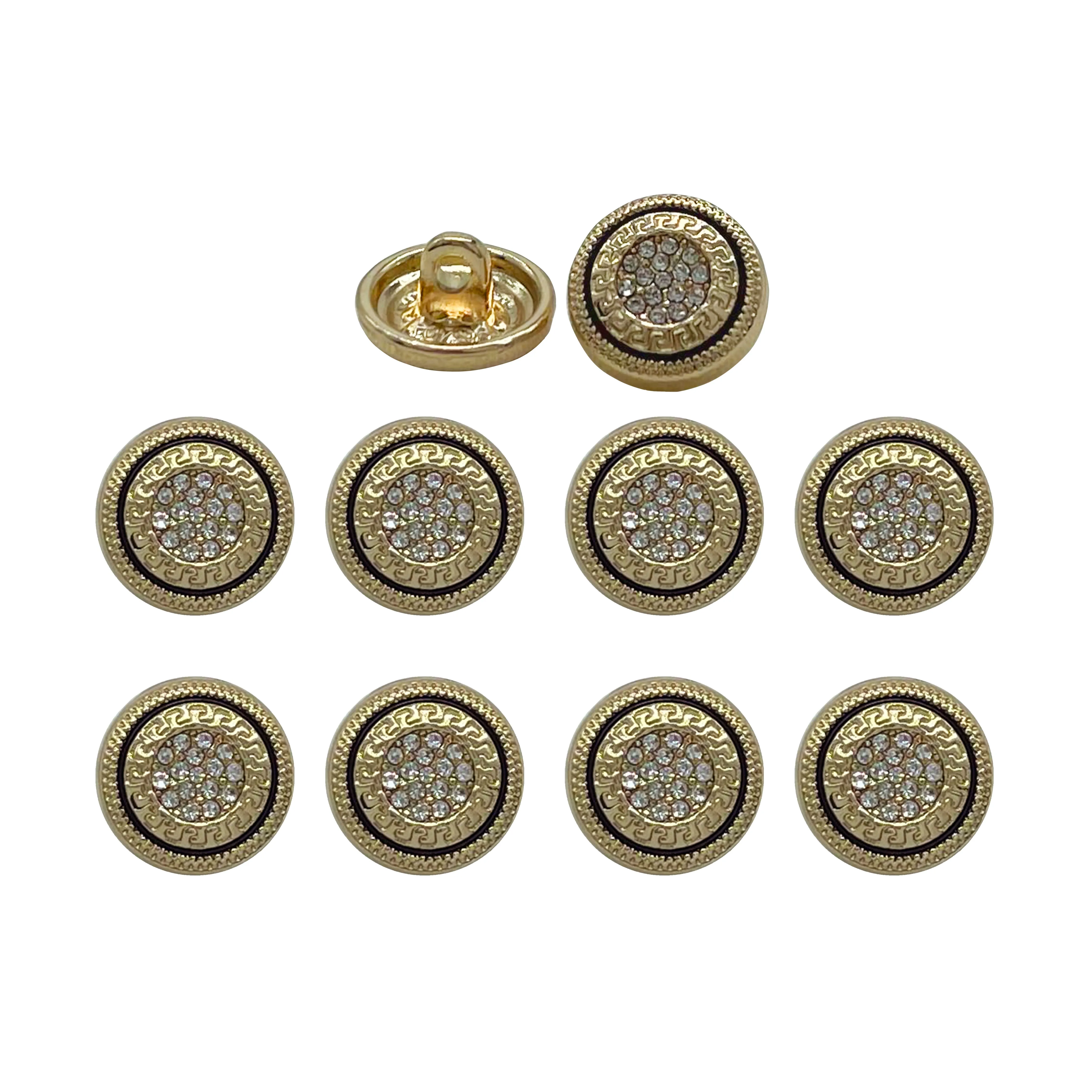 Greek Pattern Rhinestone Metal Shirt Buttons