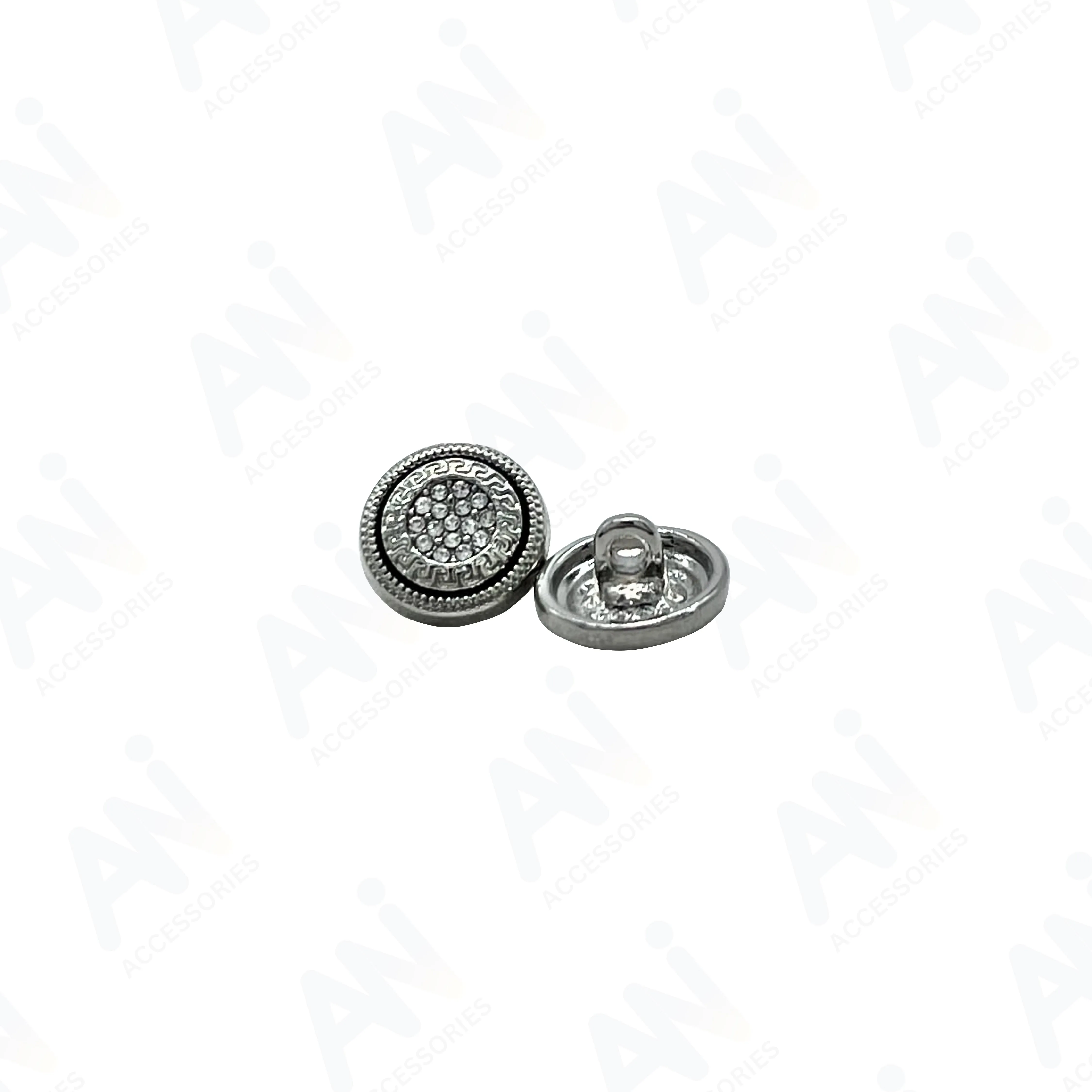 Greek Pattern Rhinestone Metal Shirt Buttons