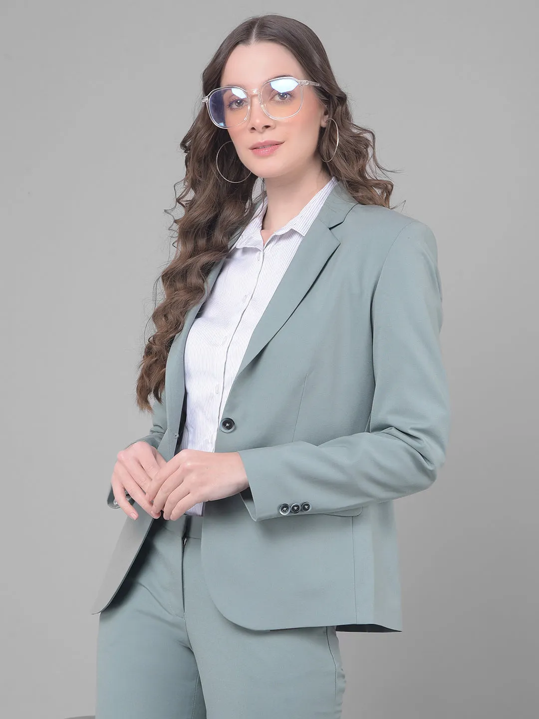 Green Single Breasted Blazer