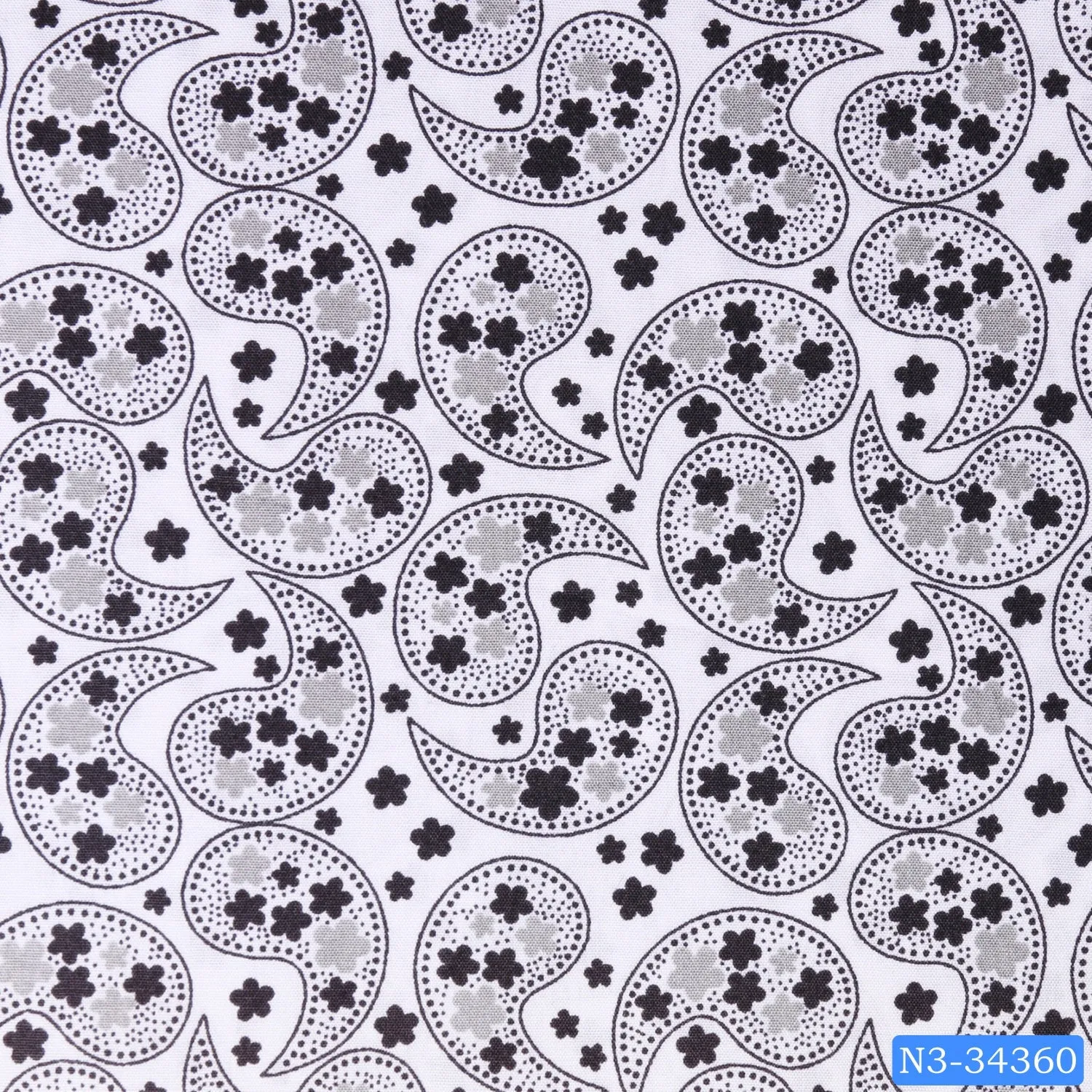 Grey Black White Paisley Print Shirt