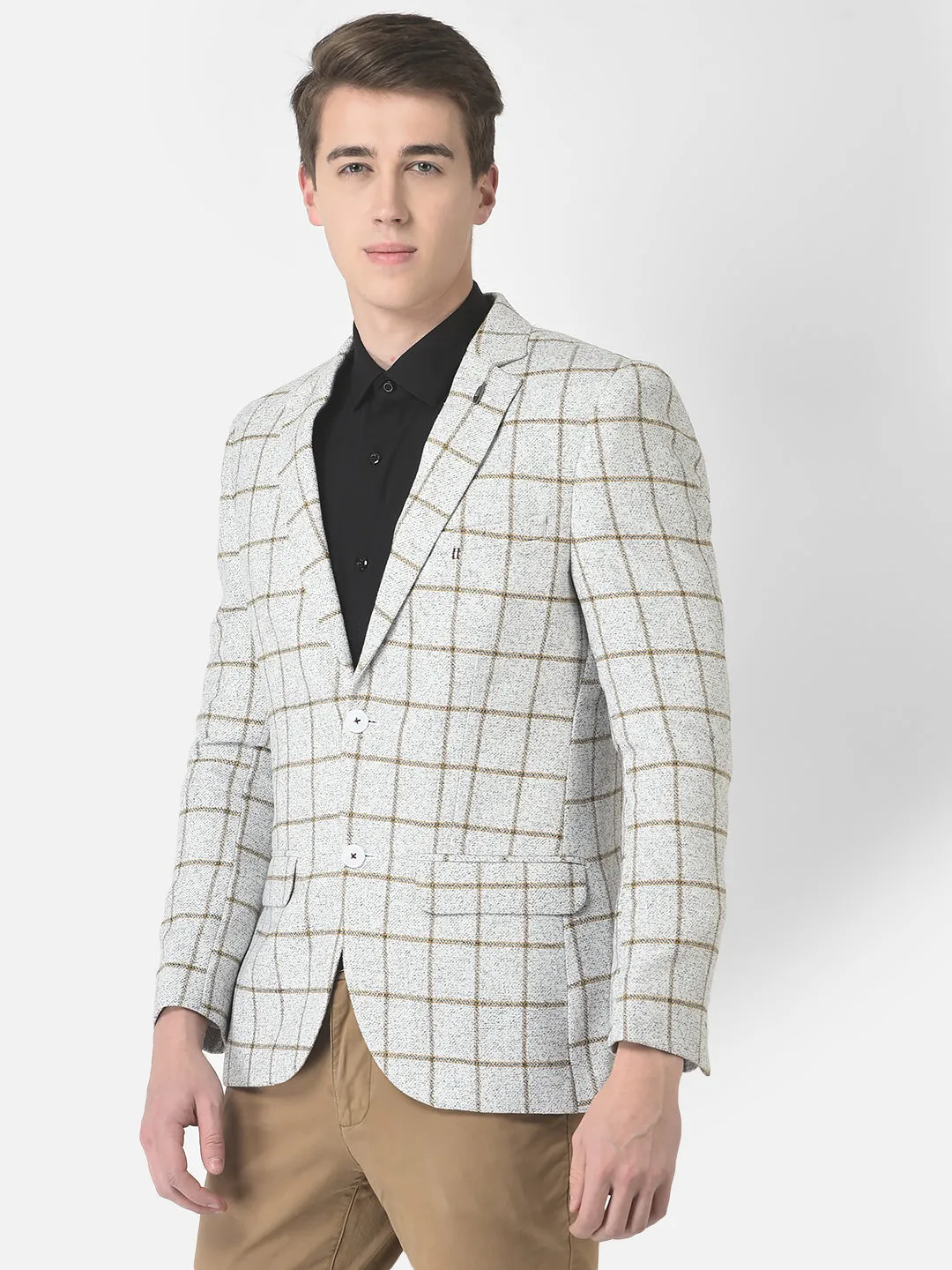 Grey Graph-Checked Blazer