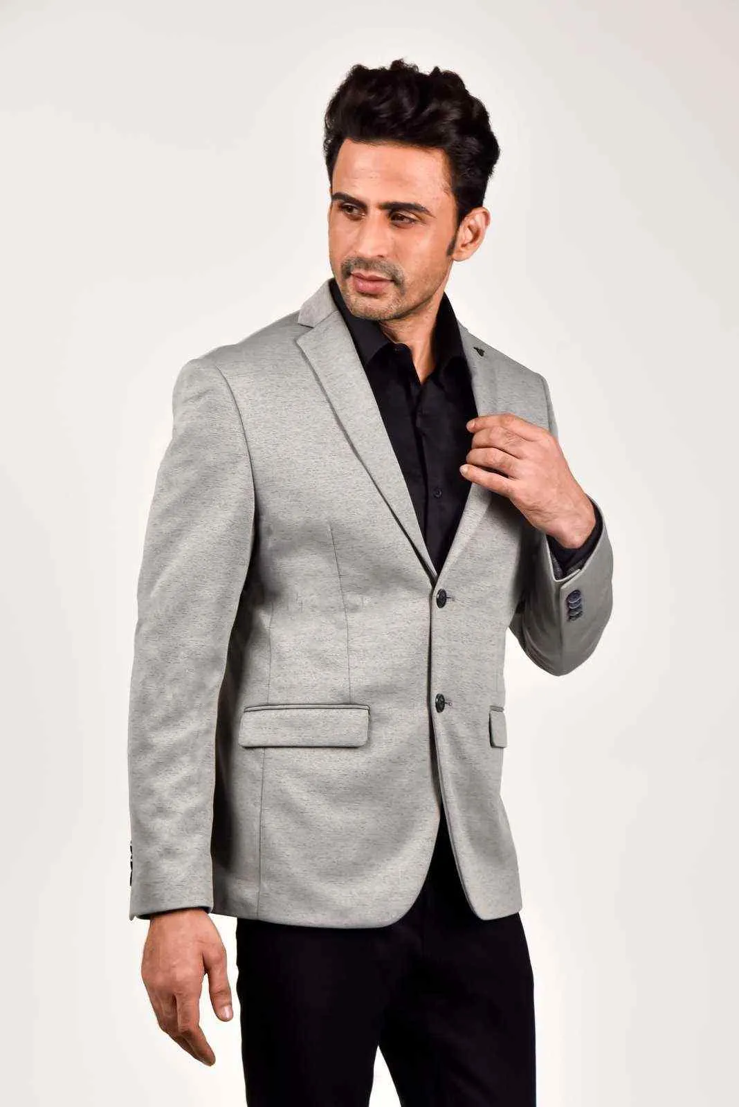 Grey Knitted Blazer for Evenings