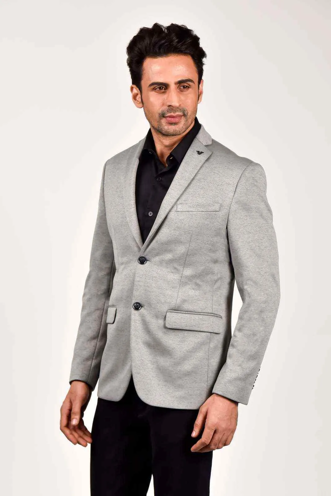 Grey Knitted Blazer for Evenings