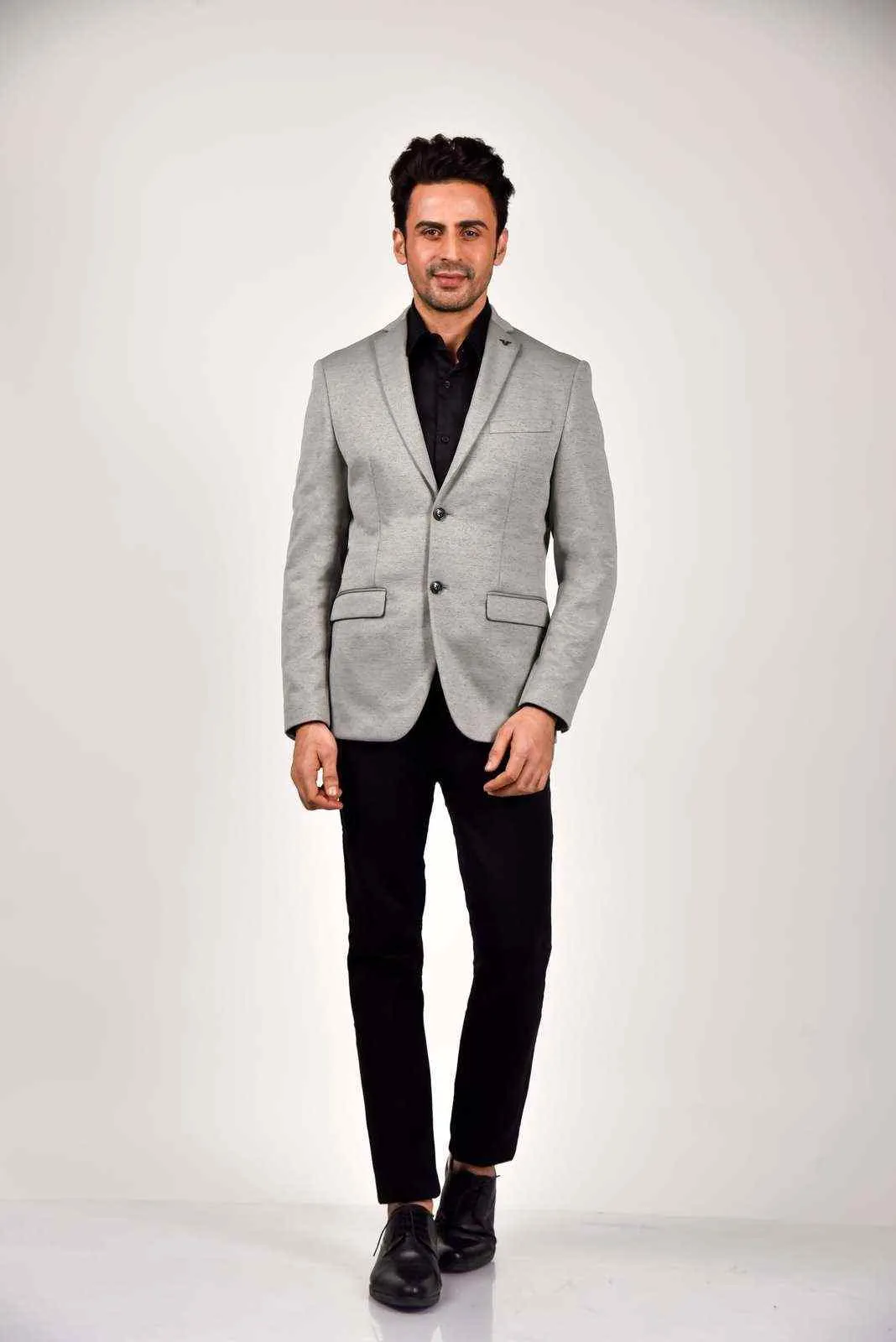 Grey Knitted Blazer for Evenings