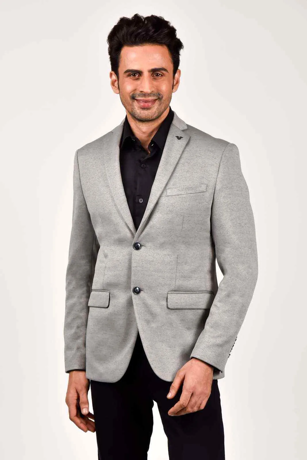 Grey Knitted Blazer for Evenings